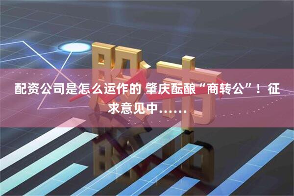 配资公司是怎么运作的 肇庆酝酿“商转公”!征求意见中……